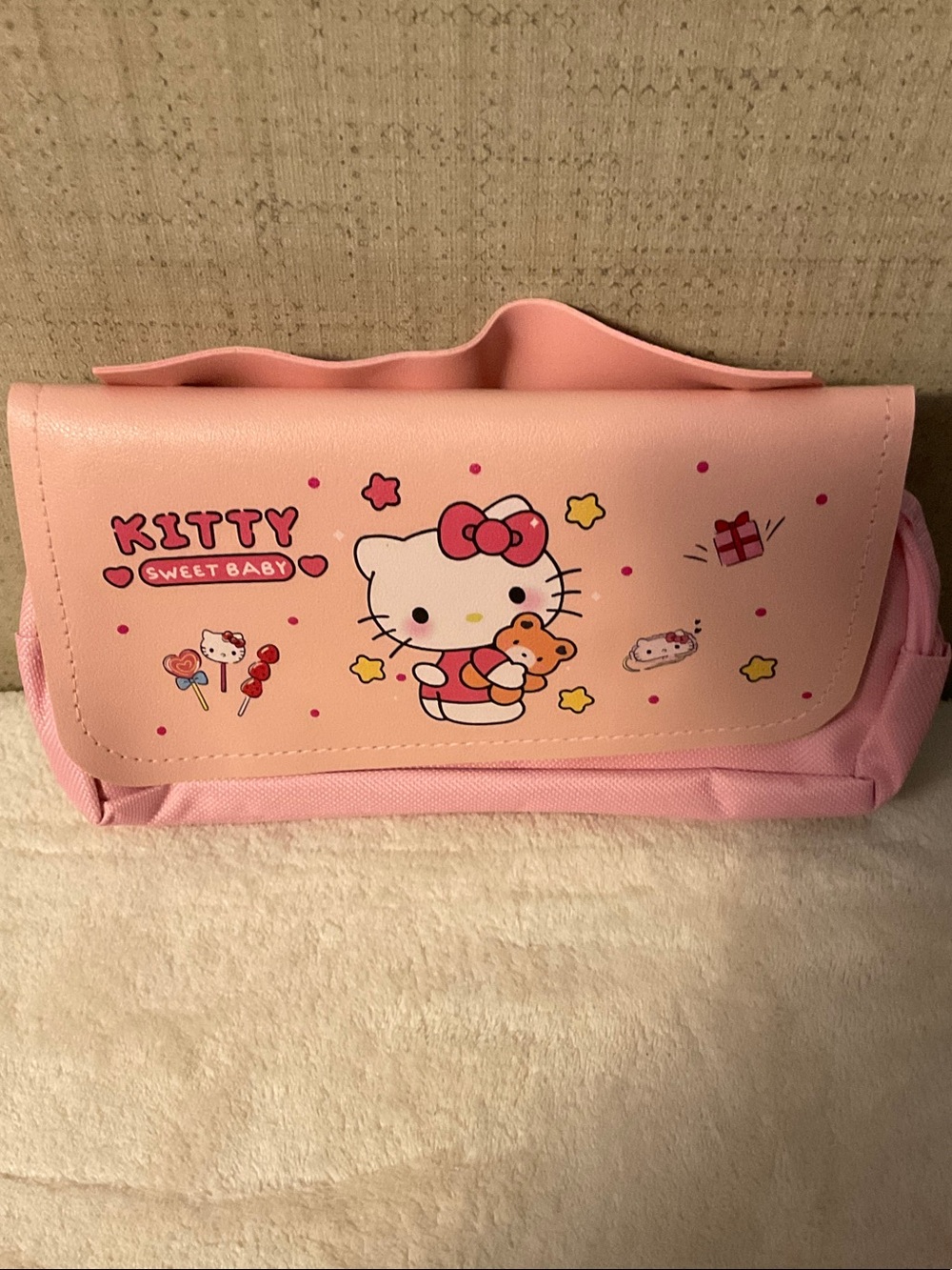 Hello Kitty Pink Kids Pencil Pouch with Bow Design